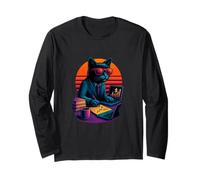 Retro Cat With Markets Reports Skills Financial Analyst Long Sleeve T-Shirt