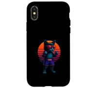 Retro Cat With MMA Gloves Fighting Cage Fighter Case for iPhone X/XS