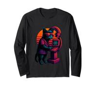 Retro Cat With Oncology Radiation Skills Radiation Therapist Long Sleeve T-Shirt