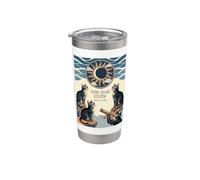 Retro Cats Total Solar Eclipse 2026 Viewing Celestial Event Stainless Steel Insulated Tumbler