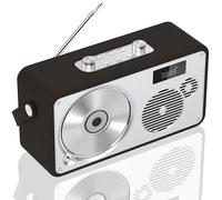 Retro CD Player Portable with Leather handle, Built-in Battery, Bluetooth, usb, 3.5mm AUX, MIC Port, Remote Control, Music Crisp-Sound, DSP-Tech (LP-103)