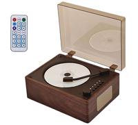 Retro CD Player, Retro Desktop Music Player with Dust Cover, Remote & Button Control, Multiple Playback and Connection Options, Rechargeable Music Players for Home Office Decor Walnut