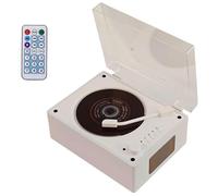Retro CD Player, Retro Desktop Music Player with Dust Cover, Remote & Button Control, Multiple Playback and Connection Options, Rechargeable Music Players for Home Office Decor Wood Grain White