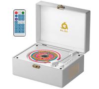 Retro CD Player with Speakers, Bluetooth Receiver, USB, Rechargeable | Features AUX Input and Output Plus Button Controls, Doubles as Charming Home Decor - White