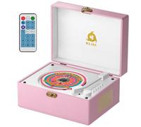 Retro CD Player with Speakers, Bluetooth Receiver, USB, Rechargeable | Features AUX Input and Output Plus Button Controls, Doubles as Charming Home Decor - Pink