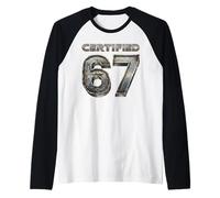 Retro Certified Number 67 Meme Six Seven Raglan Baseball Tee
