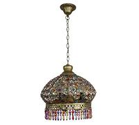 Retro Chandelier,Arabic Art Restaurant Hanging Light,Classic Moroccan Chandelier Ceiling Light-Bronze 25cm