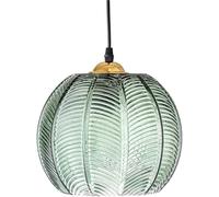 Retro Chandelier with Vintage Green Lampshade Creative Pumpkin Decor Pendant E27 Height Adjustable Glass Ceiling Light for Kitchen Island, Dining Room, Living Room(20cm)