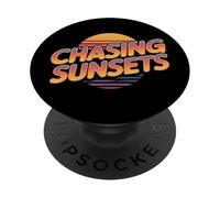 Retro Chasing Sunsets Beach Vintage Sunset Meme Picture PopSockets Adhesive PopGrip