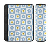 Retro Checker Board Groovy Flower Smiling Strap Covers Covers Cushion for Kids Comfort Seat Belt Pad for Adults 2 Pack 6.5 * 6.5in