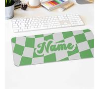 Retro Checker Name Gaming Desk Mat Personalised Skate Style Checkerboard Mouse Pad Custom 90s Aesthetic Desk Pad Large Extended Keyboard Mat Non Slip PC Laptop Teen Room Decor Gift