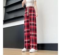 Retro Checkered Pants for Women Loose Street Style | 95% polyester 5% spandex, soft hand-feel, breathable fabric, retro checkered look, easy care