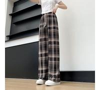 Retro Checkered Pants for Women Loose Street Style | 95% polyester 5% spandex, soft hand-feel, breathable fabric, retro checkered look, easy care