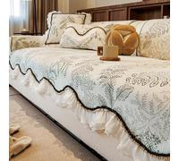 Retro Chenille Sofa Covers for Dogs Cats Pet Love Seat Recliner Leather L Shaped Couch, Anti-Slip Multi-Use Washable Slipcover with Skirt Green 70x210cm/27.56x82.68in