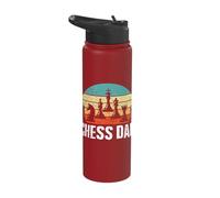 Retro Chess Dad Checkmate Vintage Chess Players Father's Day Stainless Steel Insulated Water Bottle