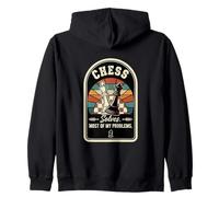 Retro Chess Solves Most Of My Problems Funny Chess Player Zip Hoodie