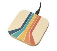 Retro Chevron Stripe Wireless Phone Charger Wooden 70s Gift | Round or square | 1200dpi print on natural wood | 90mm pad | 10W Qi charging | Made to order in the UK
