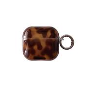 Retro Chic Amber Tortoise Shell Print Case for AirPods 3rd with Keychain - Cute Brown Cheetah Print Trendy Leopard Soft Slim Protective Cover for Teen Cool Girls Women(AirPods 3rd,Amber)
