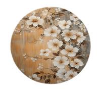 Retro Chic Area Rug 120cm Machine Washable Non Slip Round Carpet Dropping Bloom Branches Rugs for Living Room Bedroom Apartment Indoor Floor Decor White