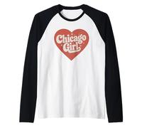 Retro Chicago Heart Home City Throwback Chicago Girl Raglan Baseball Tee