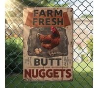 Retro Chicken Gifts Chicken Coop Farmhouse Wall Decor Accessories Funny Farm Fresh Butt Nuggets Metal Tin Sign Farmhouse Decorations for Home Kitchen