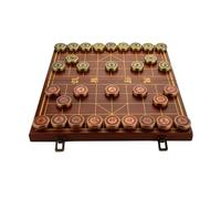 Retro Chinese Chess Game Set With Brass Pieces And Foldable Chessboard Portable Xiangqi Strategy Game For 2 Players(4.9cm/1.9in)