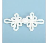 Retro Chinese Knot Buttons Gold Black White Silver Wire Dragonfly Cheongsam Fastener Frog Button Closures Clothing Accessories-White