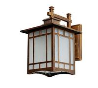 Retro Chinese Waterproof Wall Light Japanese-Style Frosted Glass Wall Sconce Outdoor Square Metal Wall Lantern for Courtyard Balcony Garden Wall Lamp (Color : Bronze, Size : 32cm) (Bronze 36cm)