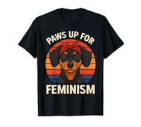 Retro Chiweenie Dog Feminist Power Raise A Paw Empowerment T-Shirt