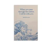Retro Christian Isaiah 43 2 Quote Print Canvas Wall Art Posters: Aesthetic Prints for Bedroom, Dorm Room Decor 08x12inch(20x30cm)