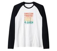 Retro Christian Math One Cross Three Nails Four Given Raglan Baseball Tee
