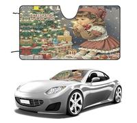 Retro Christmas Car Windshield Sun Shade Thickened Automotive Glass Sunshade Foldable Sun Shade Keeps Your Vehicle Cool Universal Windshield Cover for Car Trucks SUV