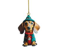 Retro Christmas Decorations, Cartoon Cute Dog Car Hanging Home Tree Pendant Christmas Tree Pendant Home Decoration Window Car Ornament Backpack Ornament White Elephant Gift 1PC