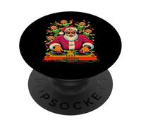 Retro Christmas House Music Santa DJ Techno Rave EDM Xmas PopSockets Adhesive PopGrip