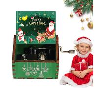 Retro Christmas Music Box - Carved Hand-Cranked Classical Music Box | Engraved, Perfect Choice for Kids Christmas, Birthday, Halloween