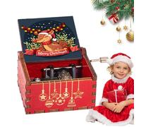 Retro Christmas Music Box - Classical Carved Wooden Music Box Hand Crank Music Box Wooden Music Box Suitable for Birthday Christmas Day Keepsake Demaxiyad