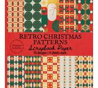 Retro Christmas Patterns Scrapbook Paper, Midcentury Modern Christmas Holiday Craft Paper Pad: Matte paper suitable for junk journals, scrapbooks, decoupage, origami, collage and other crafts