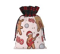 Retro Christmas Pink Seamless Pattern Christmas Burlap Gift Bags With Drawstring And Tags - Tiny Small Gift Bags For Xmas Candy And Christmas Supplies, Christmas Drawstring Gift Bags 8.3×11.8in