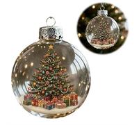 Retro Christmas Scene Ball Ornament, 8cm Clear Vintage Xmas Decoration for Tree, Home, Party, Window Display - Classic Holiday Craft, (A)