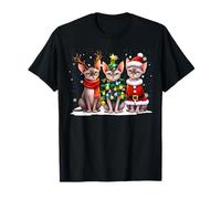 Retro Christmas Sphynx Santa Reindeer Cat Lover T-Shirt