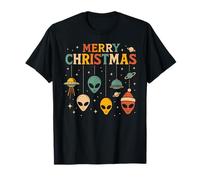 Retro Christmas UFO Alien Xmas Sci Fi Holidays T-Shirt