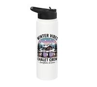 Retro Christmas Winter Vibes Ski Vacation Chalet Crew Stainless Steel Insulated Water Bottle