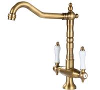 Retro Chrome Kitchen FaucetHigh Basin Mixer Tap with 360° Swivel Antique Two Handle Design High Pressure Brass Kitchen Sink Faucet for Elegant Bathrooms and Kitchens
