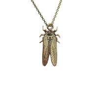 Retro Cicada Pendant Statement Necklace for Women Men Vintage Gothic Antique Gold Fly Insect Beetle Bug Charm Necklaces Adjustable Chain Lucky Amulet Protection Unique Weird Fashion Halloween Holiday