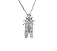 Retro Cicada Pendant Statement Necklace for Women Men Vintage Gothic Antique Gold Fly Insect Beetle Bug Charm Necklaces Adjustable Chain Lucky Amulet Protection Unique Weird Fashion Halloween Holiday