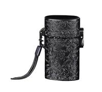 Retro cigarette case, three capacities (20/30/40 cigarettes), maple leaf embossed design, sealed and moisture-proof, portable lanyard storage, unisex(Black)