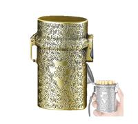 Retro cigarette case, three capacities (20/30/40 cigarettes), maple leaf embossed design, sealed and moisture-proof, portable lanyard storage, unisex(Gold)