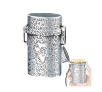Retro cigarette case, three capacities (20/30/40 cigarettes), maple leaf embossed design, sealed and moisture-proof, portable lanyard storage, unisex(Silver)