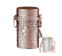 Retro cigarette case, three capacities (20/30/40 cigarettes), maple leaf embossed design, sealed and moisture-proof, portable lanyard storage, unisex(Brass)