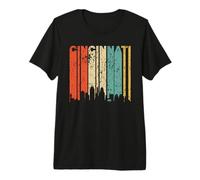 Retro Cincinnati Ohio Cityscape Downtown Skyline Distressed Premium T-Shirt